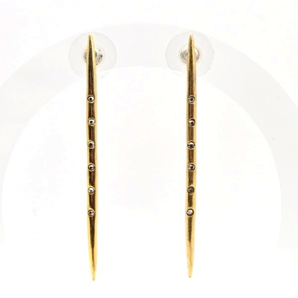 Sole Society‎ Goldtone and Rhinestone Stiletto Drop Post Earrings Icicle Spike